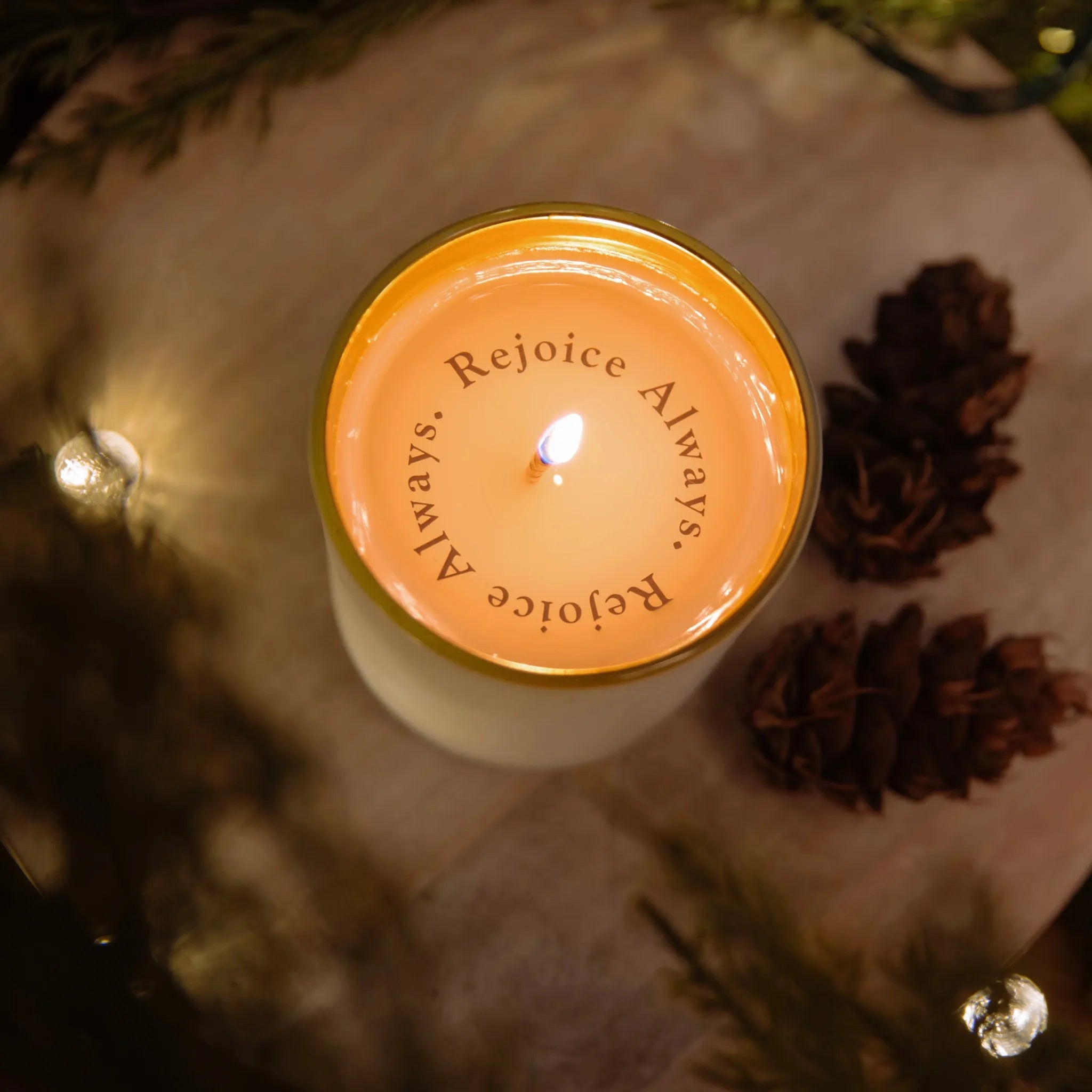 "Rejoice Always" 1 Thessalonians 5:16 Revelation Candle