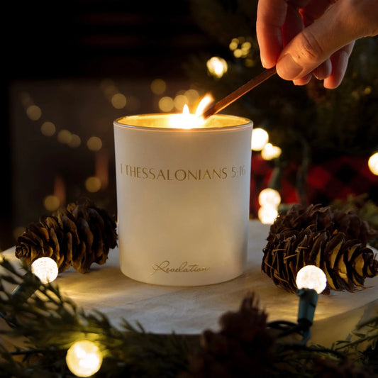 "Rejoice Always" 1 Thessalonians 5:16 Revelation Candle