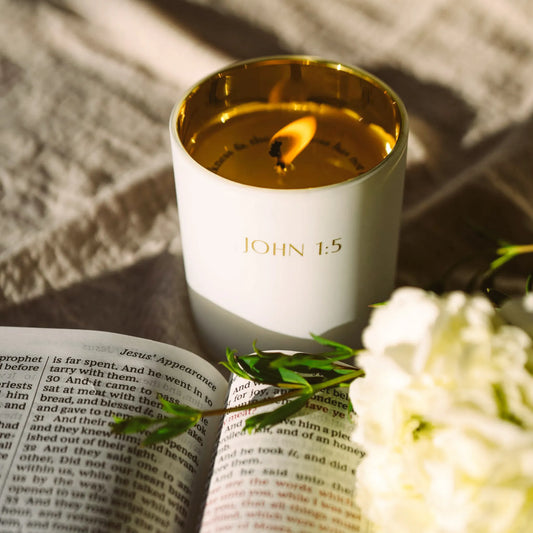 NEW! "Light Shines in Darkness" John 1:5 Revelation Candle - Revelation Candle - christian gift - christian candle - hidden message candle