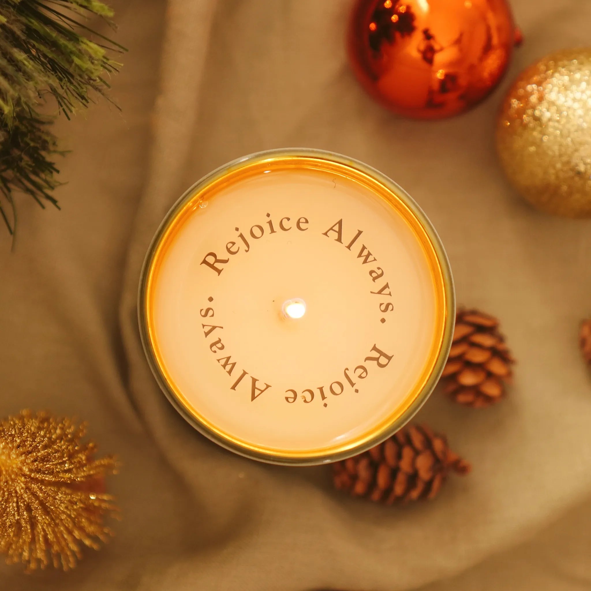 rejoice always candle christmas candle christian christmas gift