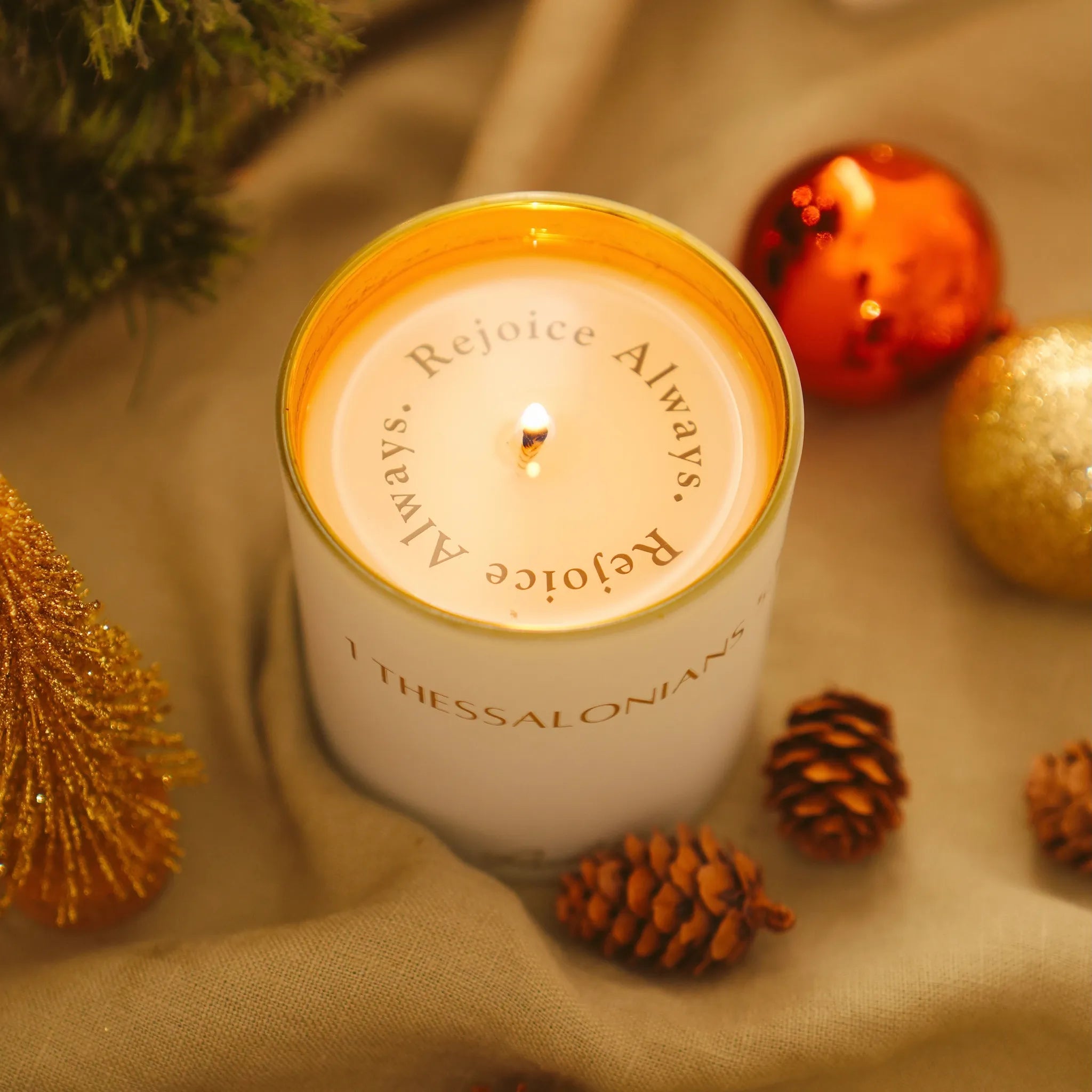 rejoice always candle christmas candle christian christmas gift