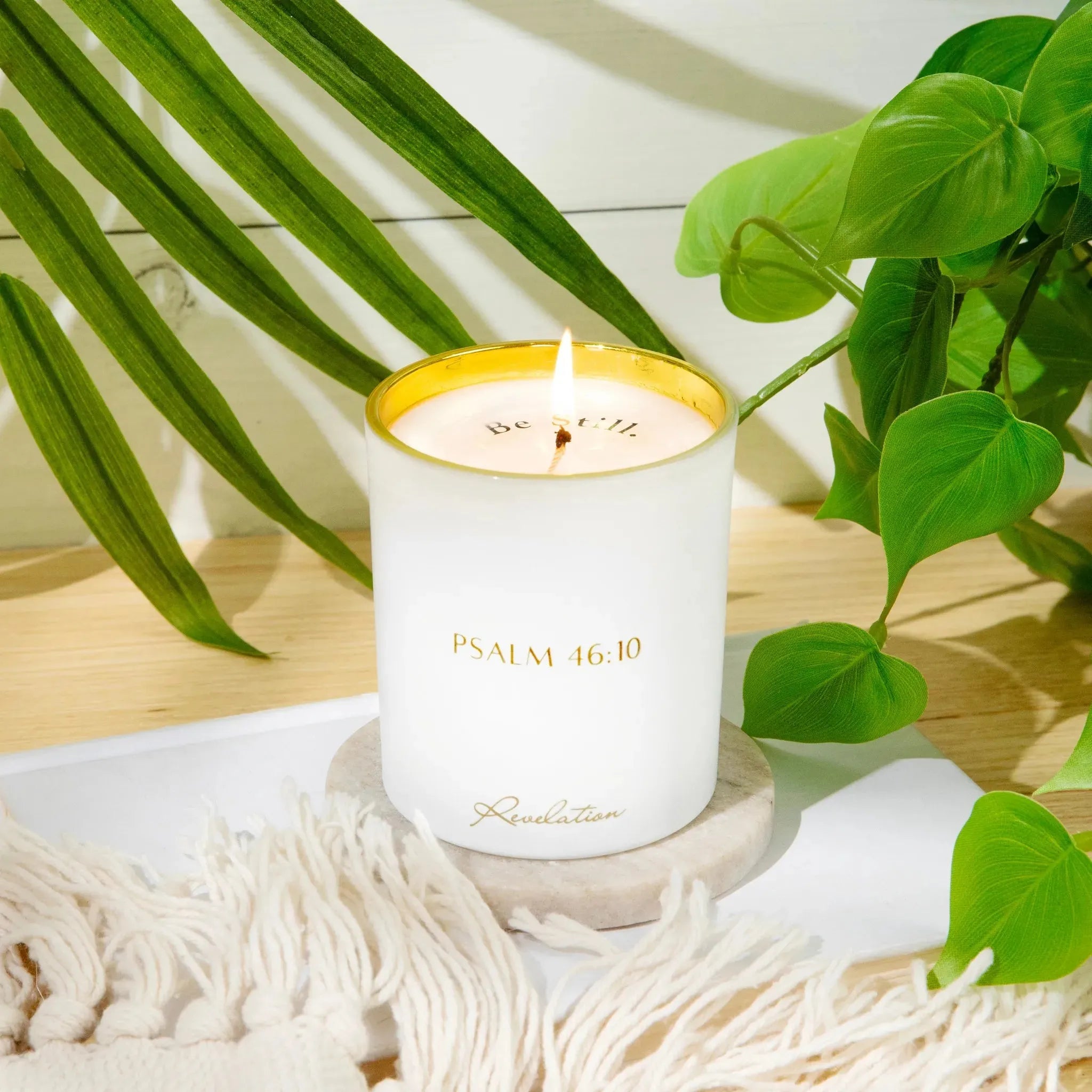 revelation candle spring be still  citrus candle christian gift